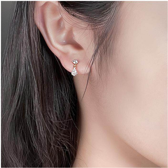 ROMANTIC超闪水滴锆石耳钉女纯银防过敏耳饰耳坠轻奢小众高级感,淘宝优惠券,粉丝福利购,淘宝优惠卷