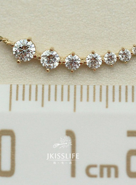 日系轻奢微笑排钻锁骨链精致项链