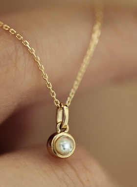 珍珠迷你款小吊坠项链轻奢
