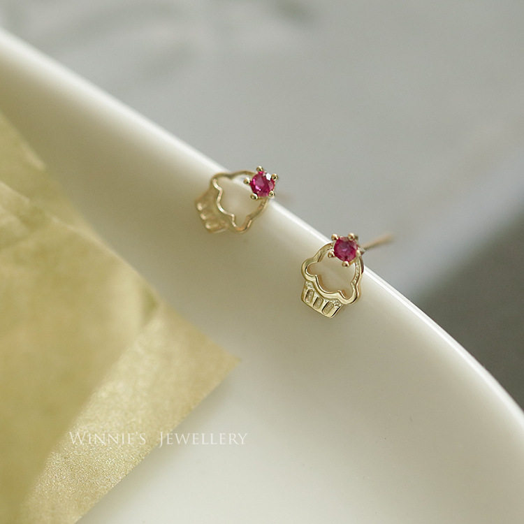 ROMANTIC925银镀14K金耳钉细致迷你可爱风雪糕冰淇淋纯银耳钉耳饰,淘宝优惠券,粉丝福利购,淘宝优惠卷