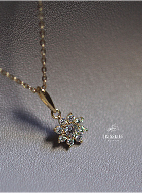 纯银日韩系甜美小花朵吊坠锁骨链