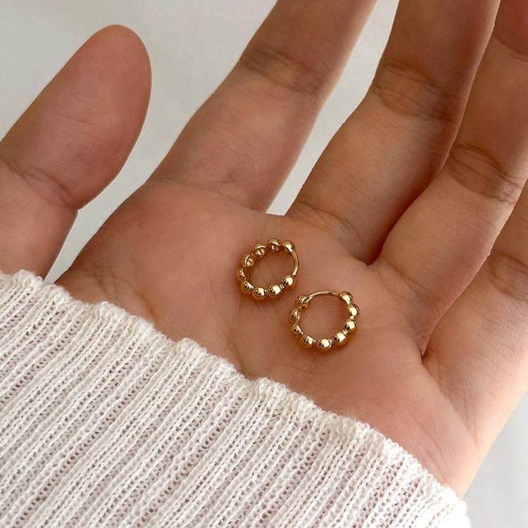 ROMANTIC纯银金珠珠小耳扣耳环女气质通勤百搭Ins风简约耳饰品,淘宝优惠券,粉丝福利购,淘宝优惠卷