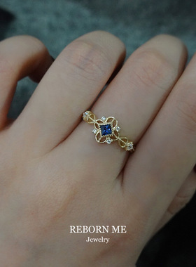 925纯银戒指女蓝宝石戒指女指环