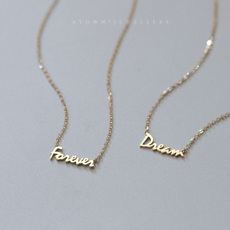 ROMANTIC925纯银英文Forever项链女气质小众个性锁骨链女友礼物 - 图1