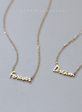 925纯银英文Forever项链女气质