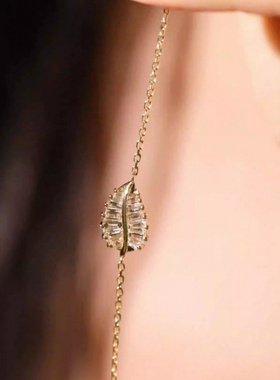 小清新树叶片纯银手链女森系