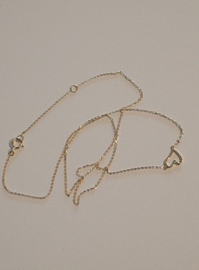 通体S925纯银镀K金爱心项链女