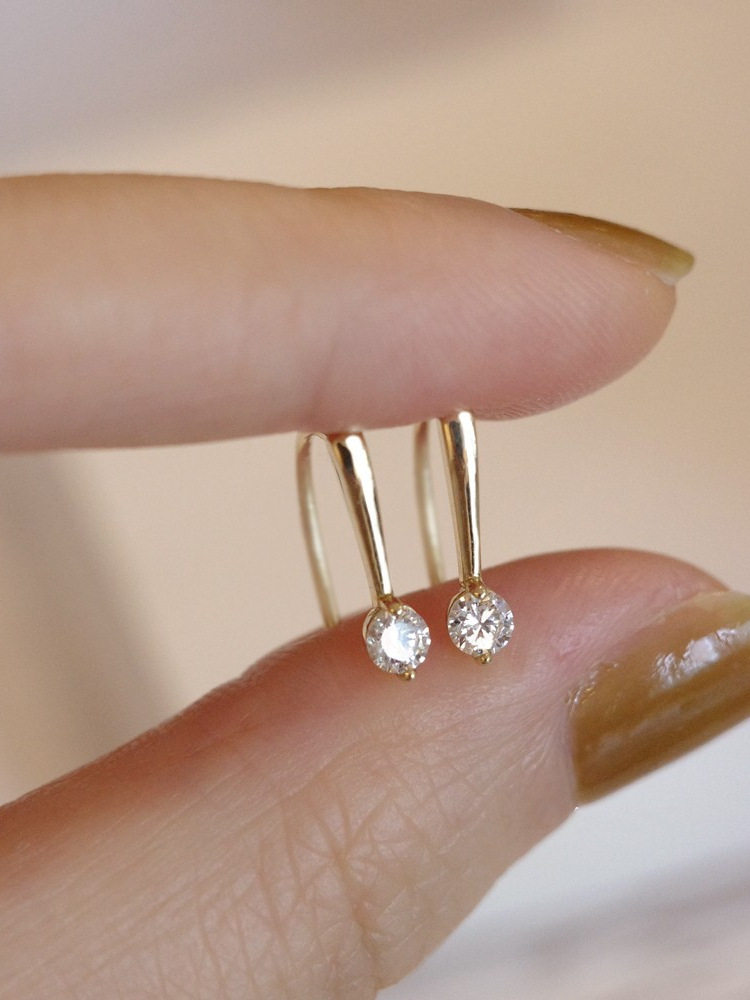 ROMANTIC在发光!S925银镀14K金小耳钩干净简洁轻奢精致纯银耳环女,淘宝优惠券,粉丝福利购,淘宝优惠卷