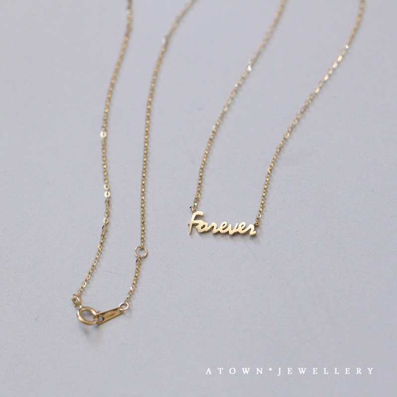 ROMANTIC925纯银英文Forever项链女气质小众个性锁骨链女友礼物 - 图2