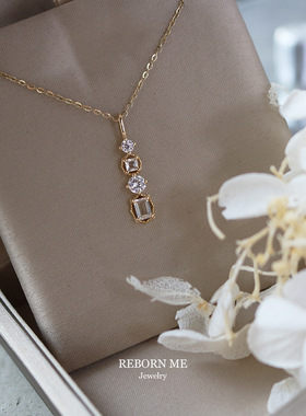 方钻项链女轻奢气质锁骨链百搭