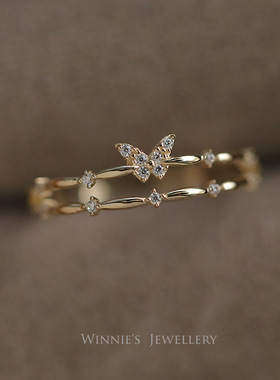 小钻蝴蝶精致韩版小清新指环女