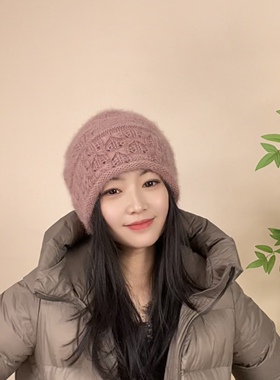 秋冬新款帽子立体提花双层加厚抽绳堆堆帽时尚保暖百搭女帽贝雷帽