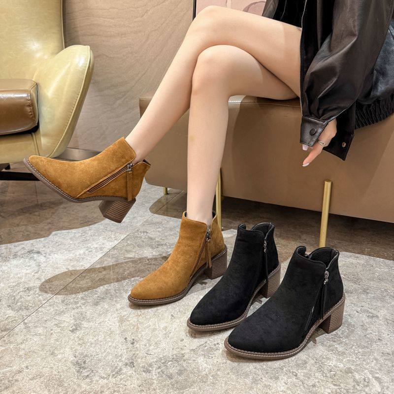 36-43码 大码女鞋41粗跟靴子女短靴42秋冬复古马丁靴高跟切尔西靴,淘宝优惠券,粉丝福利购,淘宝优惠卷