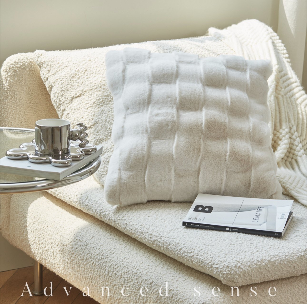 COSYCO半奶南瓜丨高级感奶白仿皮草凹凸抱枕沙发靠枕靠垫方形腰靠,淘宝优惠券,粉丝福利购,淘宝优惠卷