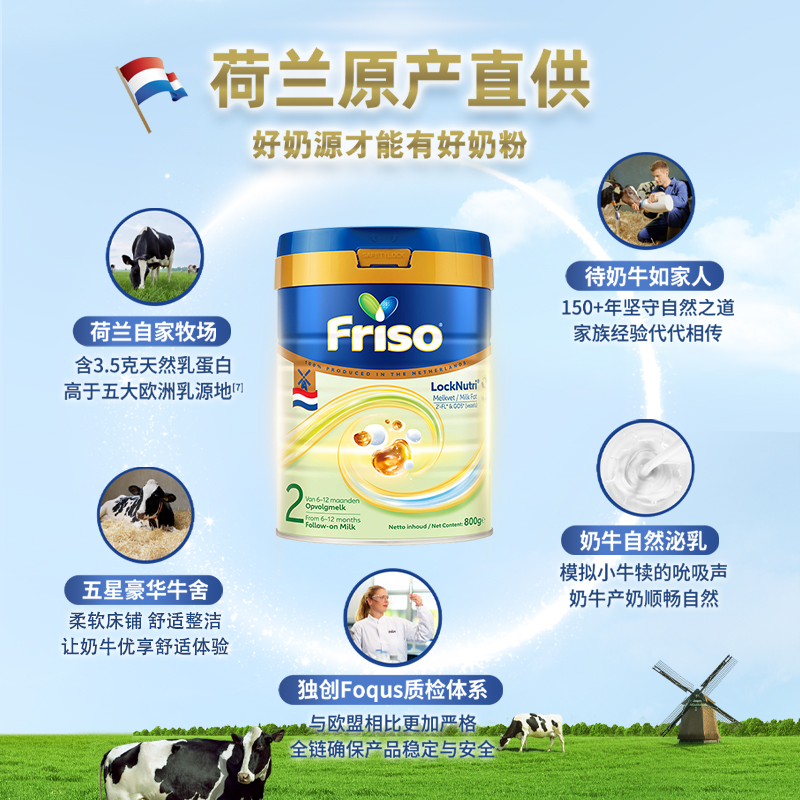 Friso美素佳儿荷兰版婴儿配方奶粉2段800g