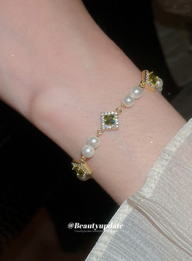 绿色系锆石猫眼石珍珠几何星星手