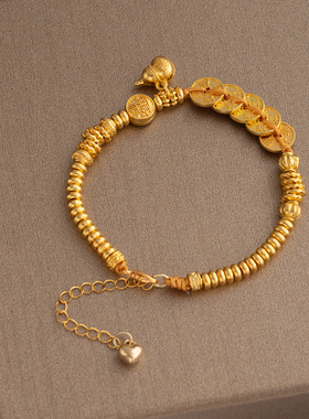 新中式碎银五帝钱葫芦手链国风复