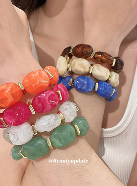 欧美跨境亚克力串珠手链休闲简约