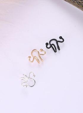 欧美个性夸张简约蛇骨火柴头曲线造型几何耳夹 流行无耳洞耳环