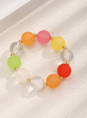 甜酷女孩~彩色多巴胺串珠手链女i