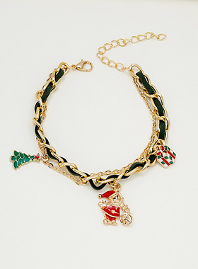 欧美新款圣诞手链滴油圣诞树雪人