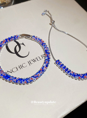 锆石水晶方形拼接手链个性潮流时