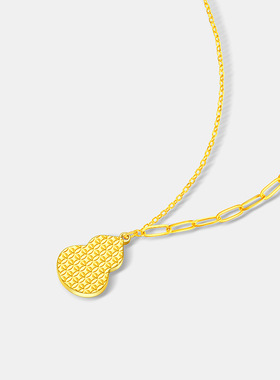 古法金色碎冰冰葫芦项链女CNC