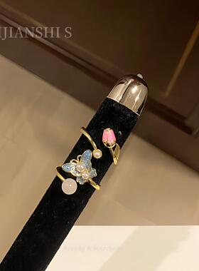 「花绽玉指」花与蝶复古鸢箔戒指