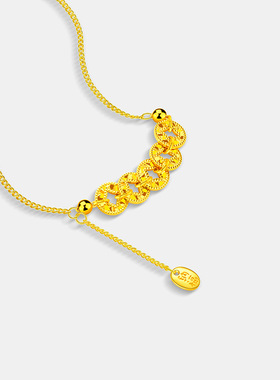 古法金色五帝钱币项链CNC精工