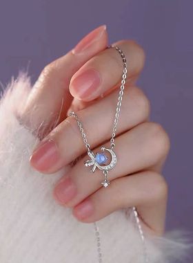 星月项链女小众设计感轻奢蝴蝶结