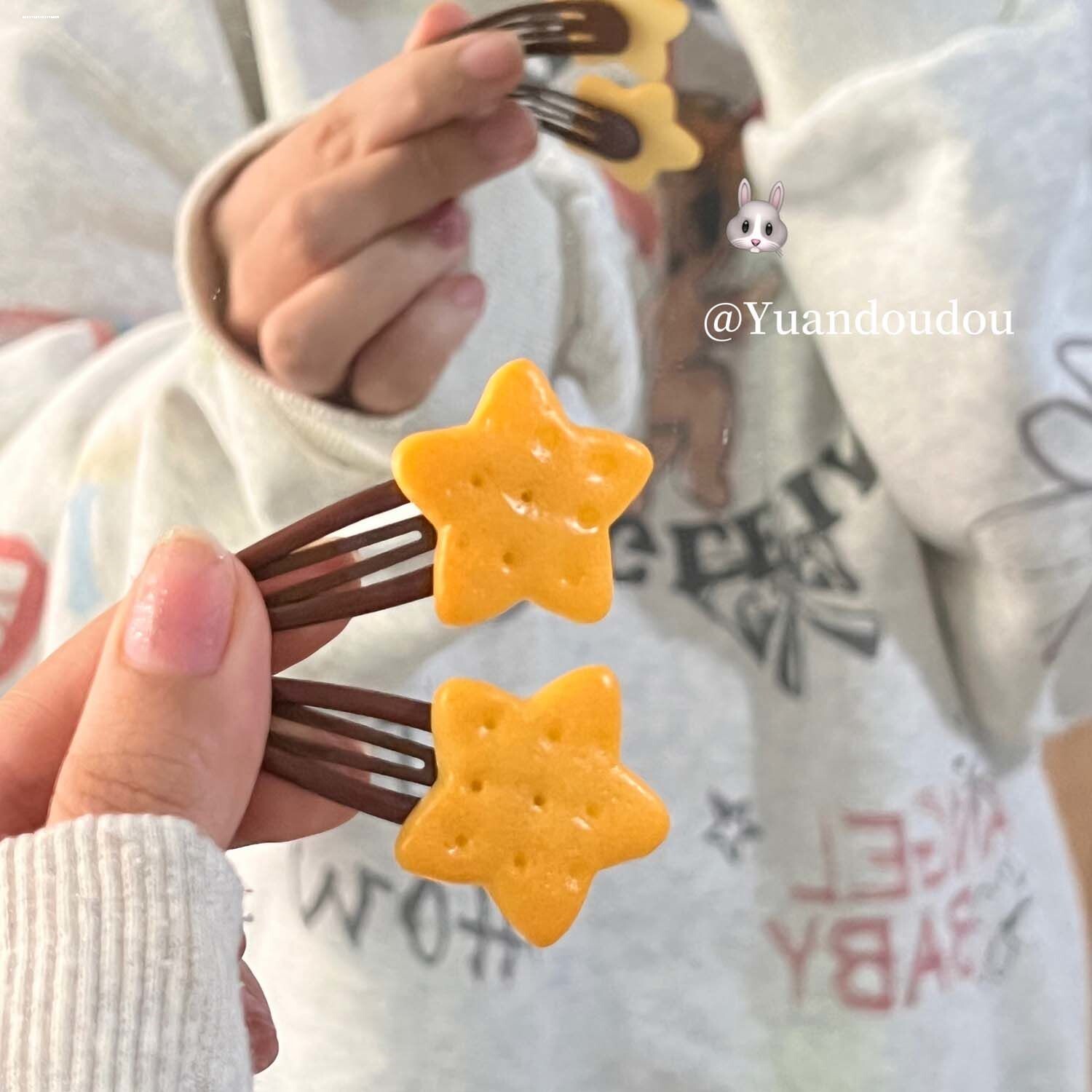 「摘星星」仿真糖霜饼干鸭嘴夹 食玩可爱少女心jk小发夹