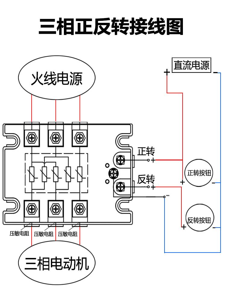 三相固态继电器40A电机正反转SSR-3控制模块380V直流控交流60A10A - 图2