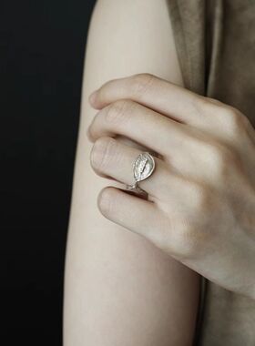 新品新款复古织纹锆石开口戒指女