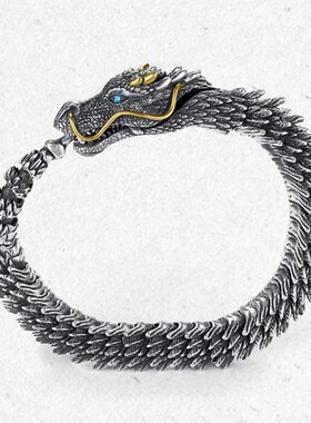 新品新款男士旧霸气十足龙头手链