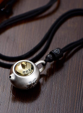 S925银复古做旧国风把把壶吊坠