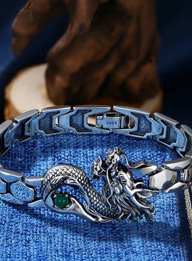 新品创意手表带绿色宝石龙图腾男