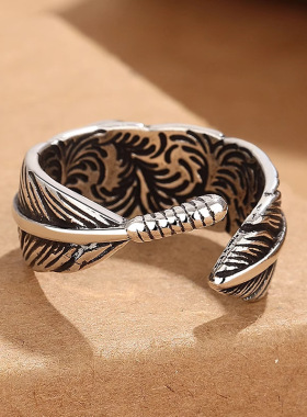 新品新款复古印第安蓝石羽毛男士