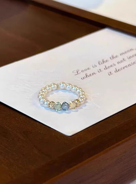 新品彩色捷克珠戒指女小众设计高