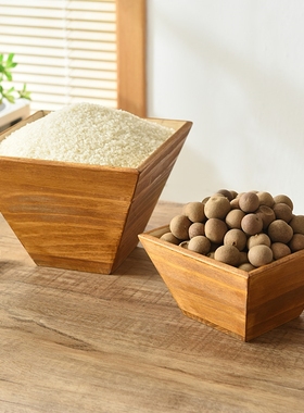 中式桃木斗摆件老式实木米斗升子斗客厅装饰品木雕工艺品开业礼品