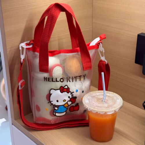 hellokitty网纱游泳包手提袋便携大容量沙滩包手拎斜挎洗澡收纳包 - 图0