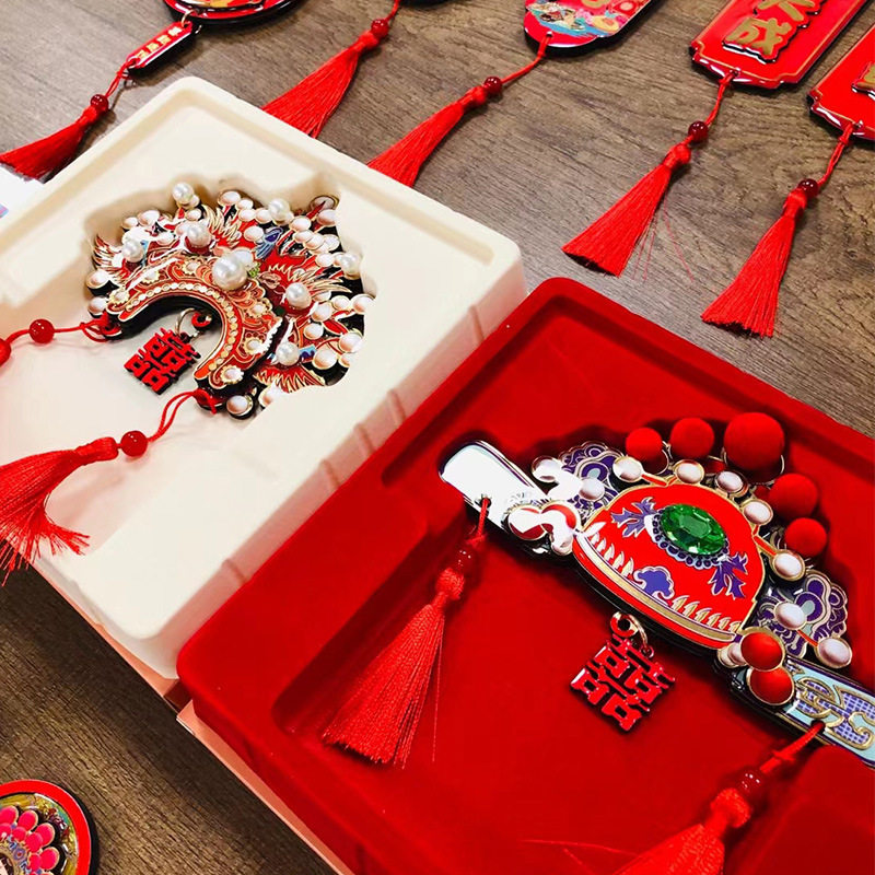 凤冠管帽冰箱贴装饰喜庆立体中式国潮礼盒装送新人结婚磁吸喜字贴,淘宝优惠券,粉丝福利购,淘宝优惠卷