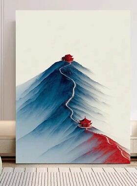 国风雪山装饰画成品仿油画现代极简唯美高级感小众卧室客厅摆挂画