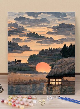 成品写实中国风山水装饰画中式水墨风景已经高级感卧室客厅摆挂画