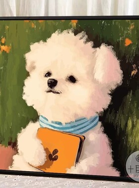 潦草小狗装饰画多巴胺方形卡通创意趣味治愈系可爱卧室客厅摆挂画