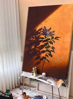 现代简约装饰画成品仿油画复古高级感花卉小众光影卧室客厅摆挂画