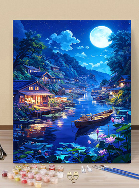 宫崎骏的夏天装饰画油画风成品高清喷印田园小清新治愈卧室挂摆画