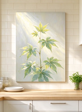 绿色系光影植物清新艺术治愈装饰画仿油画风景唯美卧室客厅摆挂画