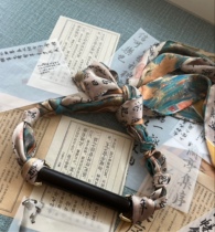 (Lo Shenfu) Guofeng solid wood Purple Light Sandalwood Shackles Teaching Tools Real Silk Ribbon