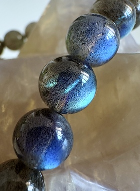 【妖道】黑底拉长石颗颗强光超高品 配珠海蓝宝神女原创设计