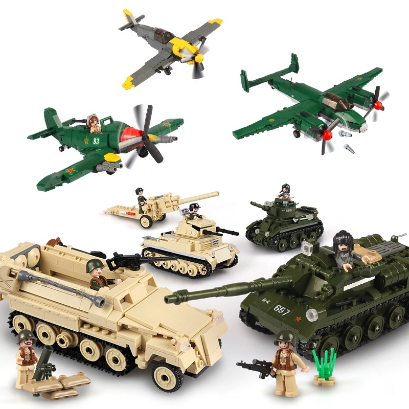 小鲁班积木中轻型t34坦克玩具拼装德国运兵车十岁以上世界大战二 - 图3